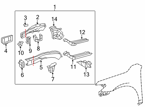2012 Toyota Camry Structural Components & Rails Diagram 2 - Thumbnail