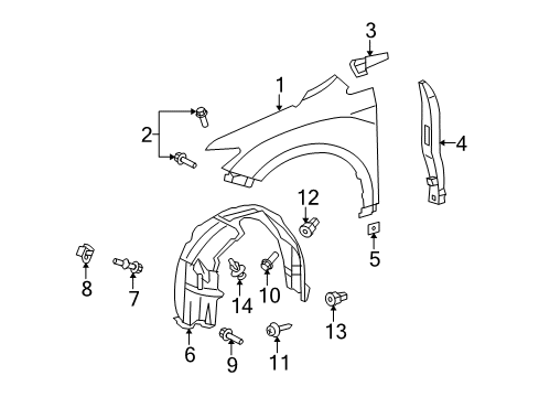 2010 Toyota Venza Fender & Components Diagram