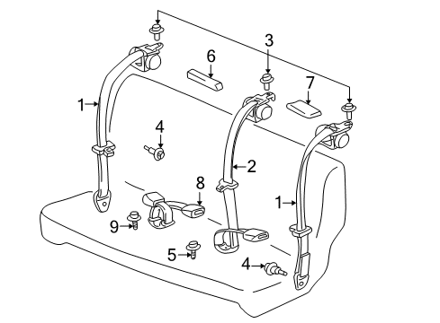 2004 Toyota Echo Seat Belt - Body Diagram 4 - Thumbnail