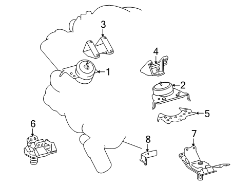 2008 Toyota Sequoia Engine & Trans Mounting Diagram