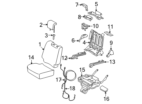 2007 Toyota Yaris Rear Seat Components Diagram