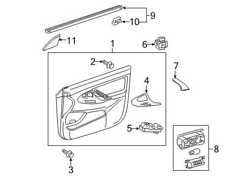 2010 Toyota Camry Interior Trim - Front Door Diagram