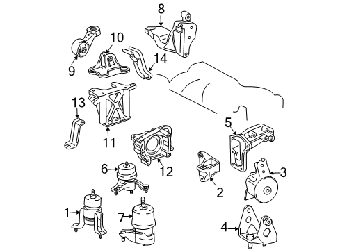 2004 Toyota Sienna Engine & Trans Mounting Diagram
