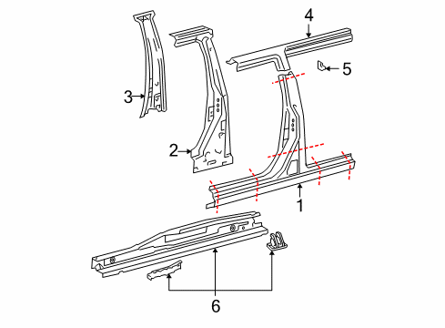 2010 Toyota Sienna Roof Rail, Driver Side Diagram for 61114-AE010