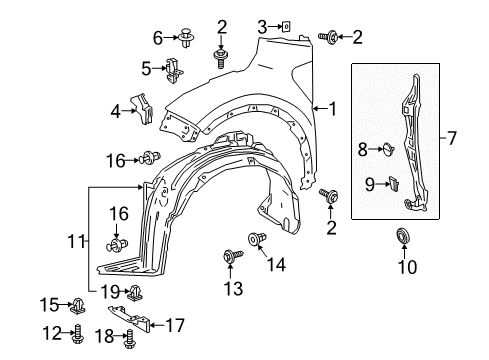2019 Toyota C-HR Fender & Components Diagram