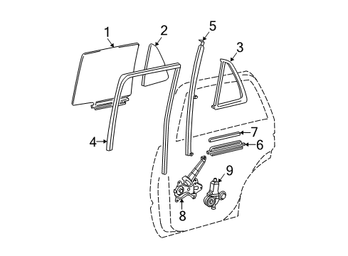 2003 Toyota 4Runner Glass - Rear Door Diagram