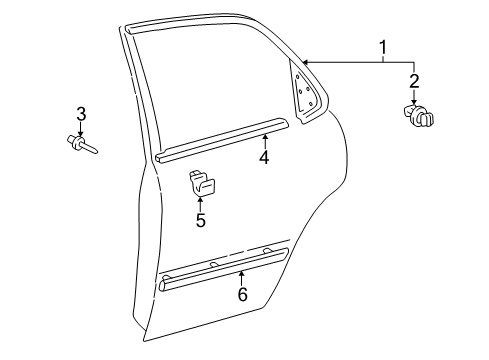 1997 Toyota Camry Exterior Trim - Rear Door Diagram