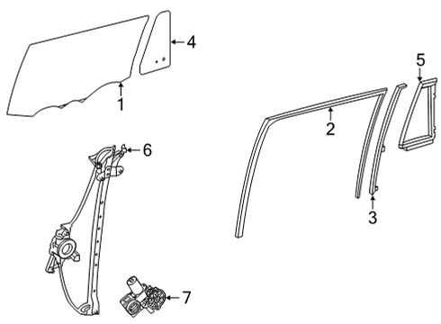2025 Toyota Highlander Glass - Rear Door Diagram