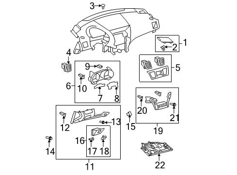 2008 Toyota Highlander Instrument Panel Components Diagram 2 - Thumbnail