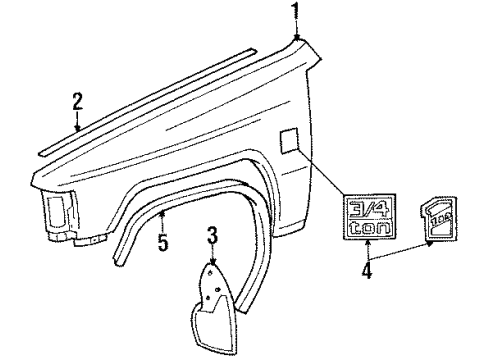 1986 Toyota Pickup Fender & Components Diagram