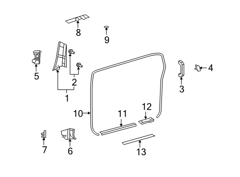 2007 Toyota FJ Cruiser Interior Trim - Pillars Diagram