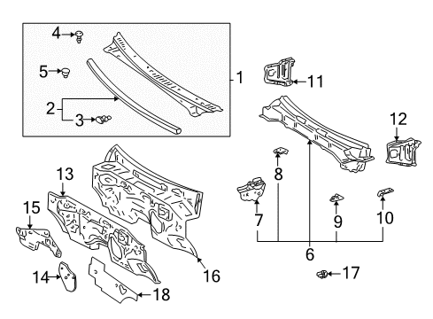 2001 Toyota Tundra Cowl Side Panel, Passenger Side Diagram for 55713-0C020