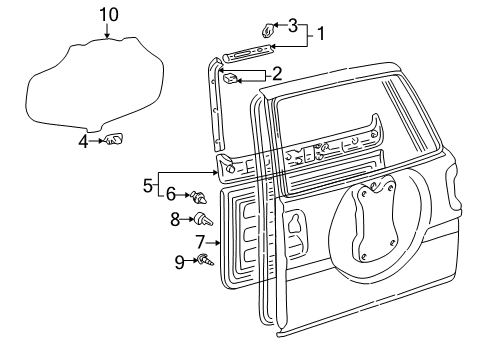 2000 Toyota RAV4 Interior Trim - Back Door Diagram