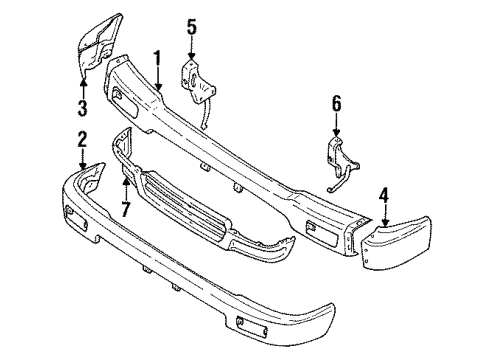 1994 Toyota Pickup Bumper & Components - Front Diagram 2 - Thumbnail
