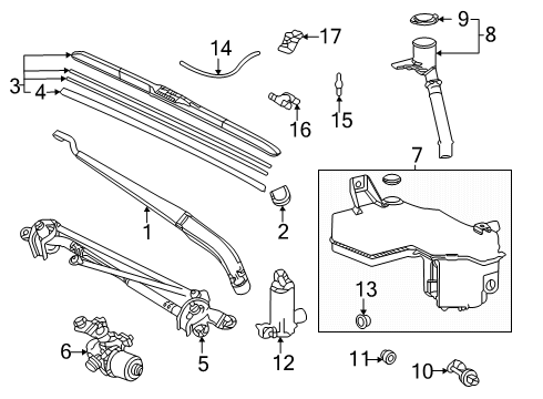 2024 Toyota Sienna Wiper & Washer Components Diagram