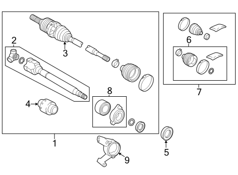 2025 Toyota Grand Highlander Drive Axles - Front Diagram