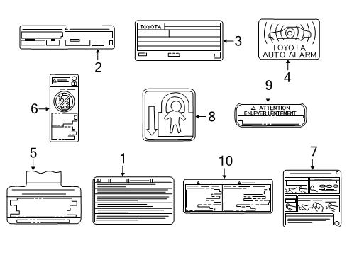2012 Toyota Camry Information Labels Diagram