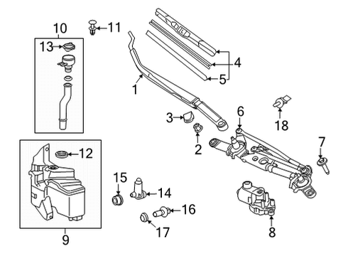 2024 Toyota Corolla Cross Wiper & Washer Components Diagram