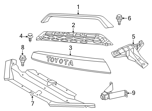 2024 Toyota 4Runner Grille & Components Diagram