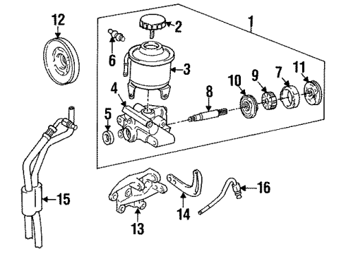 1993 Toyota Land Cruiser P/S Pump & Hoses Diagram 3 - Thumbnail