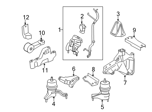 2010 Toyota Avalon Engine & Trans Mounting Diagram