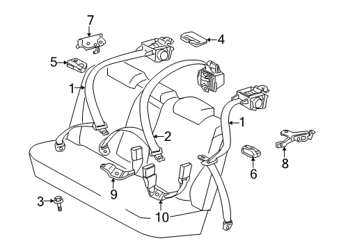 2005 Toyota Prius Rear Seat Belts Diagram