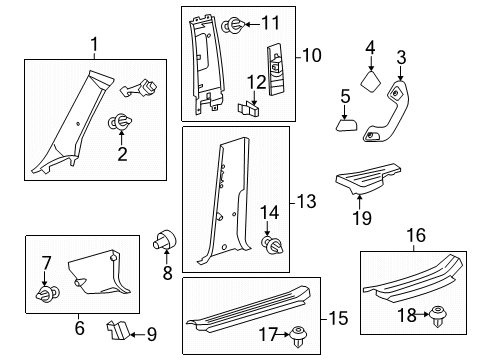 2024 Toyota 4Runner Interior Trim - Pillars Diagram