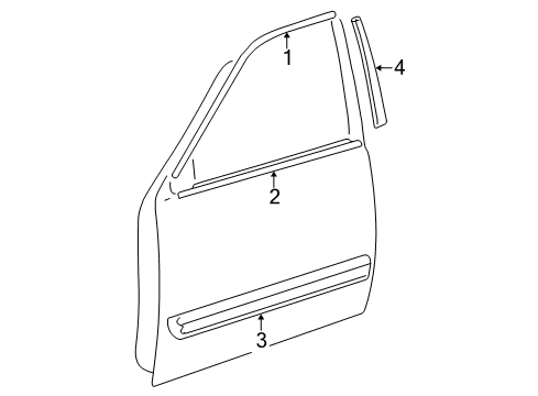 2004 Toyota Sequoia Exterior Trim - Front Door Diagram