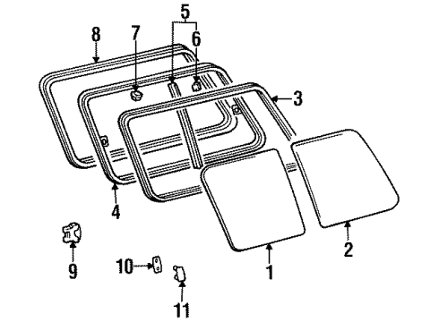 1996 Toyota Land Cruiser Glass & Hardware - Quarter Panel Diagram 2 - Thumbnail