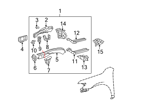 2008 Toyota Camry Structural Components & Rails Diagram 4 - Thumbnail