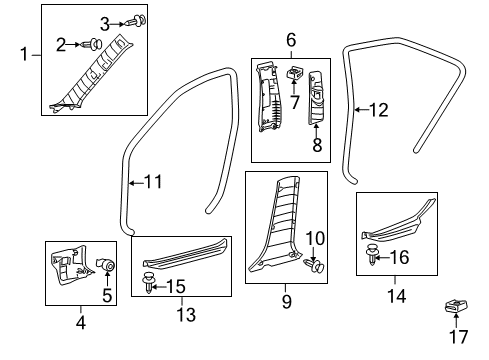2010 Toyota Camry Interior Trim - Pillars Diagram