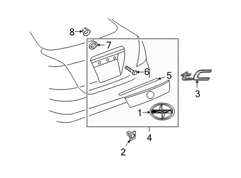 2007 Scion tC Exterior Trim - Lift Gate Diagram