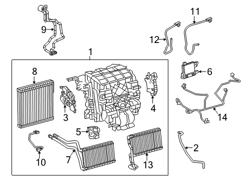 2017 Toyota Prius Prime A/C Evaporator & Heater Components Diagram