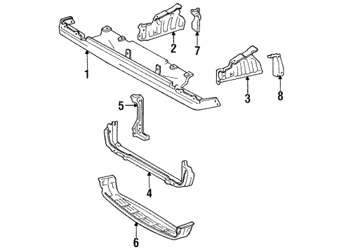 1985 Toyota MR2 Lower Tie Bar, Front Diagram for 57104-17020