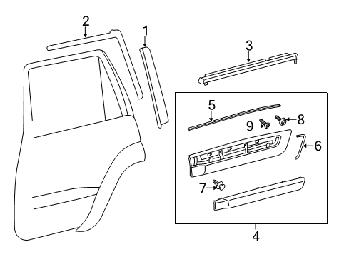 2013 Toyota Land Cruiser Exterior Trim - Rear Door Diagram