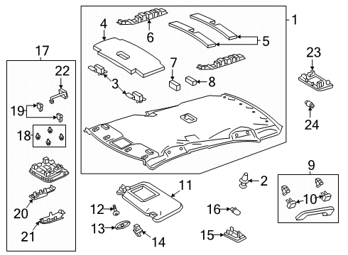 2025 Toyota Corolla Interior Trim - Roof Diagram