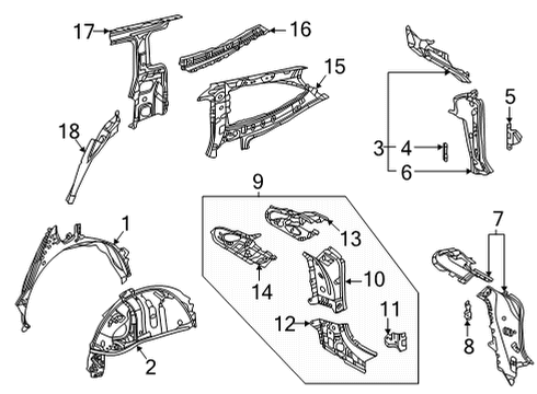 2025 Toyota Highlander Inner Structure - Quarter Panel Diagram