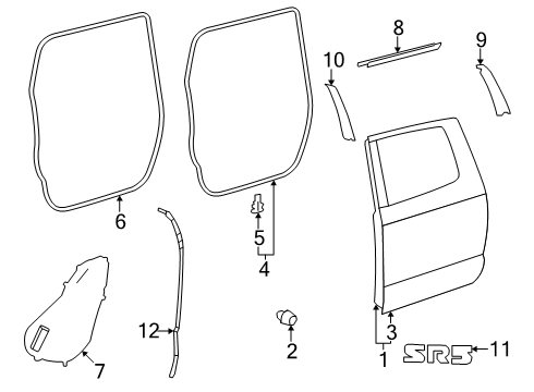 2025 Toyota Tacoma Exterior Trim - Rear Door Diagram