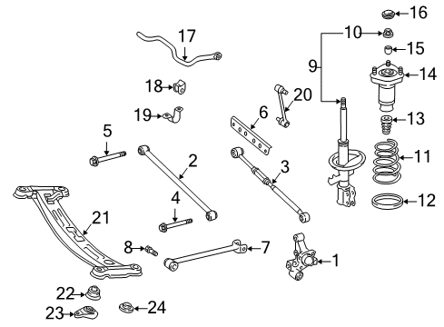 1999 Toyota Camry Rear Suspension Components Diagram 2 - Thumbnail