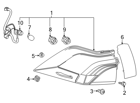 2024 Toyota RAV4 Prime Tail Lamps Diagram