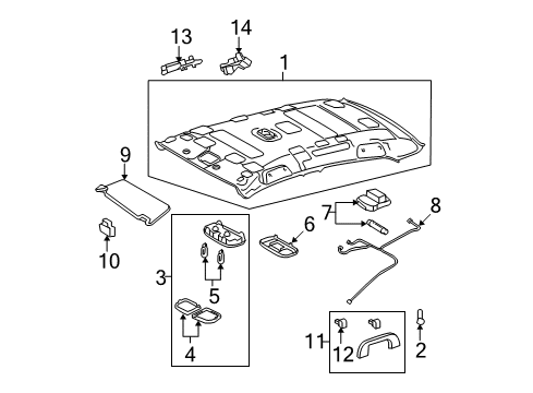 2012 Toyota Yaris Interior Trim - Roof Diagram