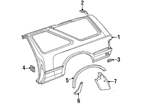 1990 Toyota 4Runner Quarter Panel & Components Diagram