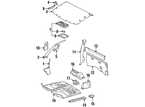 1995 Toyota T100 Interior Trim - Cab Diagram