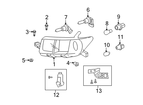 2008 Scion xB Parking Lamp Bulb Socket, Front Diagram for 81138-52570