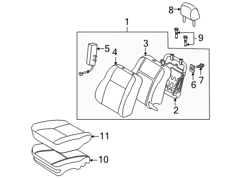 2004 Scion xA Front Seat Components Diagram