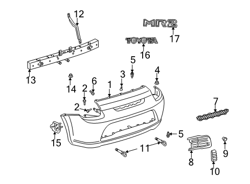 2000 Toyota MR2 Spyder Bumper & Components - Rear Diagram