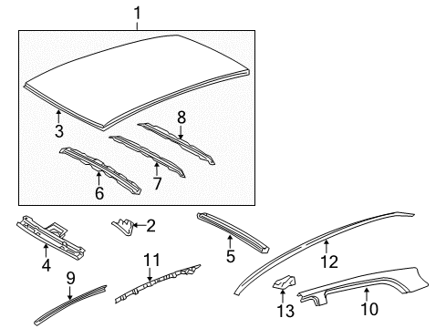 2010 Toyota Yaris Roof & Components Diagram 3 - Thumbnail
