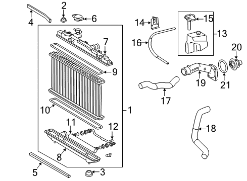 2011 Toyota Camry Radiator Assembly Diagram for 16400-31520