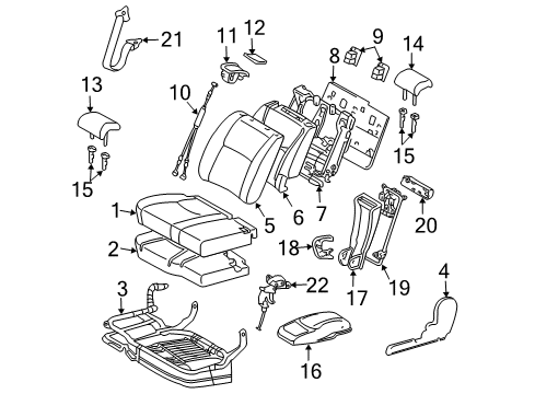 2006 Toyota Highlander Second Row Seats Diagram 4 - Thumbnail