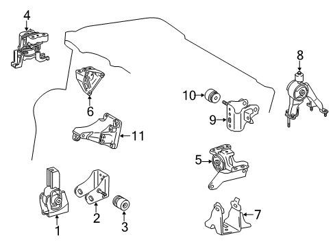 2015 Toyota Corolla Rear Mount Bracket Damper, Driver Side Diagram for 12351-37120